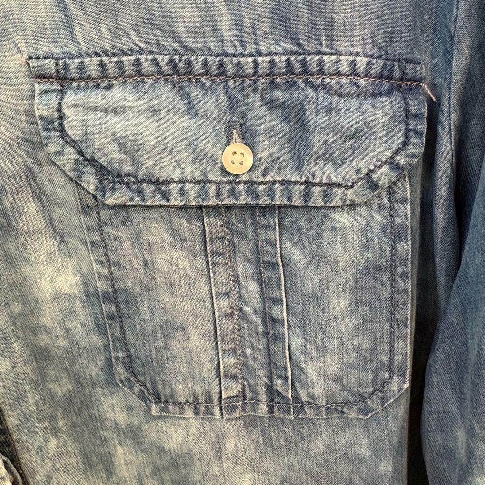 Up Cycled Tree Of Life Blue Denim Shirt - Picture 5 of 14